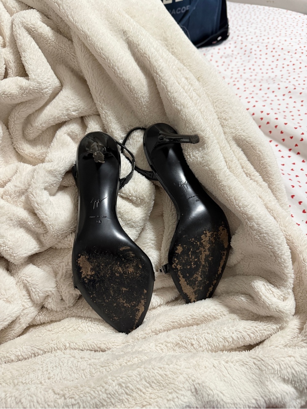 Giuseppe Zanotti Black Patent Slingback Heels with Crystal Strap - Picture 3 of 3
